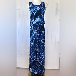 Mixt by‎ Heidi Weisel Tie Dye Maxi Dress Belted Sleeveless Cross Back Size 12